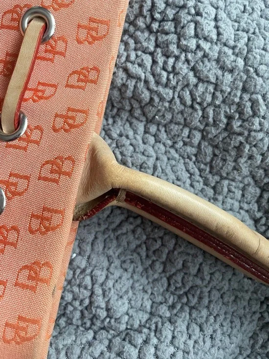 Dooney & Bourke Coral Orange Logo Tote with Tassel Drawstring - Picture 15 of 16